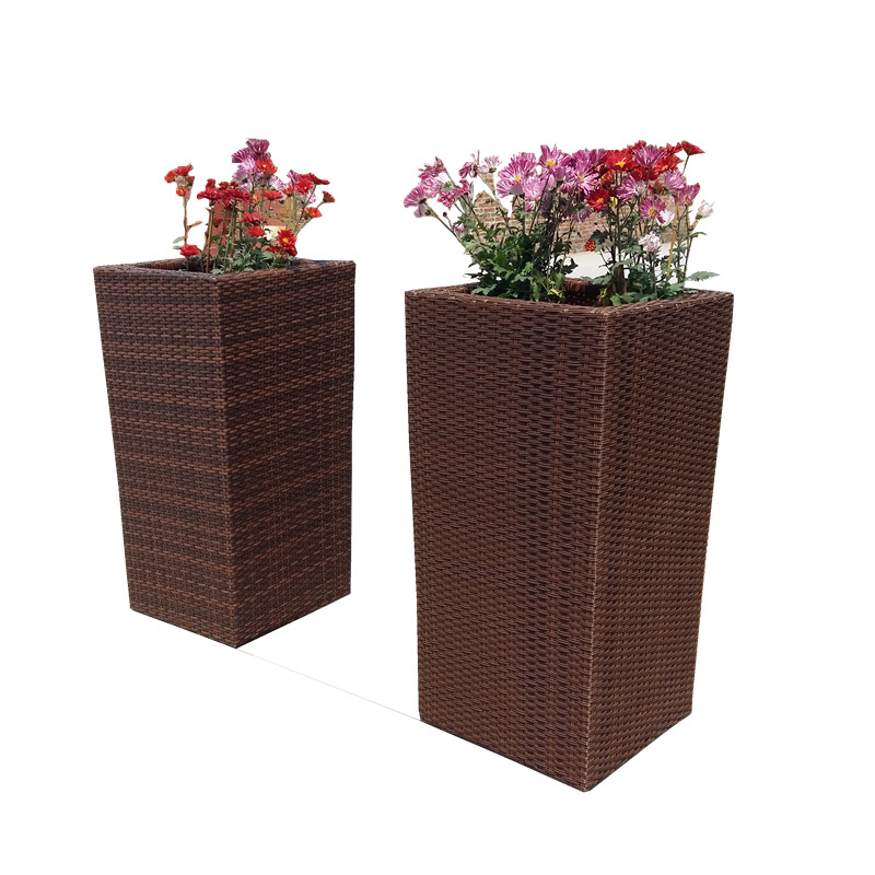 Patio Sense Alto Wicker Planter Set with Liners for Outdoors 