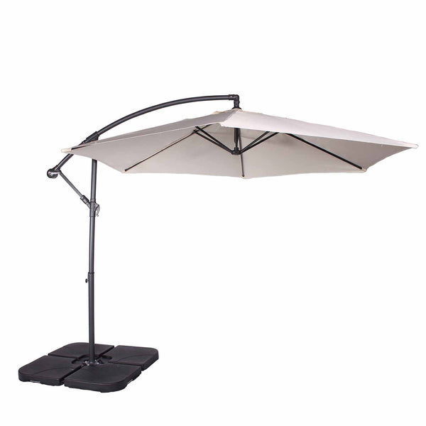 tectake Cantilever Parasol 350cm with protective sleeve - garden parasol, overhanging parasol, banana parasol - beige on OnBuy