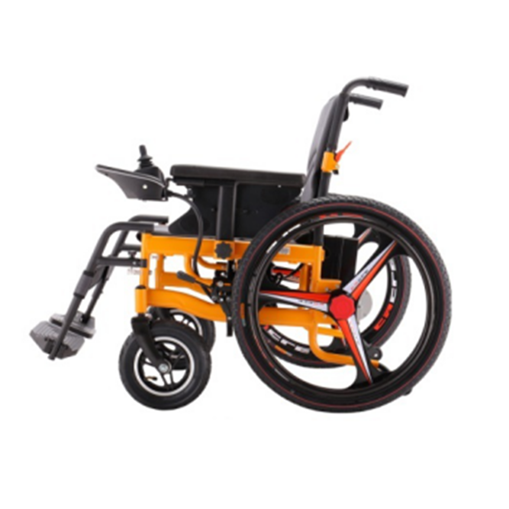 LPower wheel chair for the disabled Steel lightweight electric folding wheelchairs
