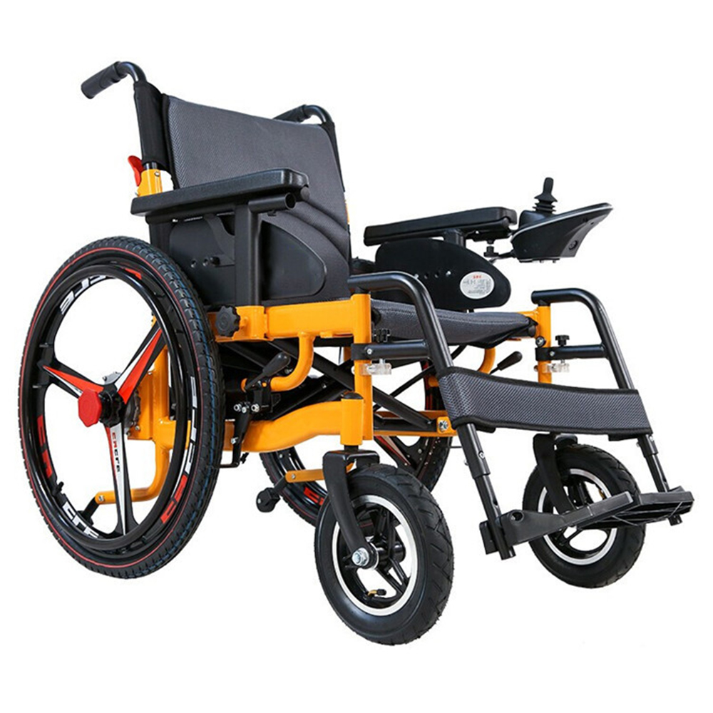 LPower wheel chair for the disabled Steel lightweight electric folding wheelchairs