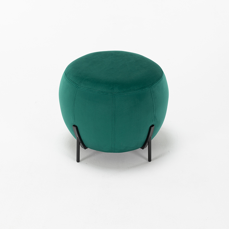 YH-60030 wholesale modern chic green velvet  low metal legs stool ottoman