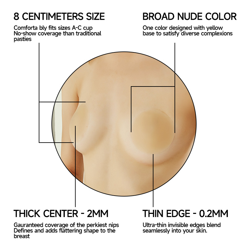 Invisible Bra/Silicone Invisible Bra/ Matt Round Silicone Nipple Cover 