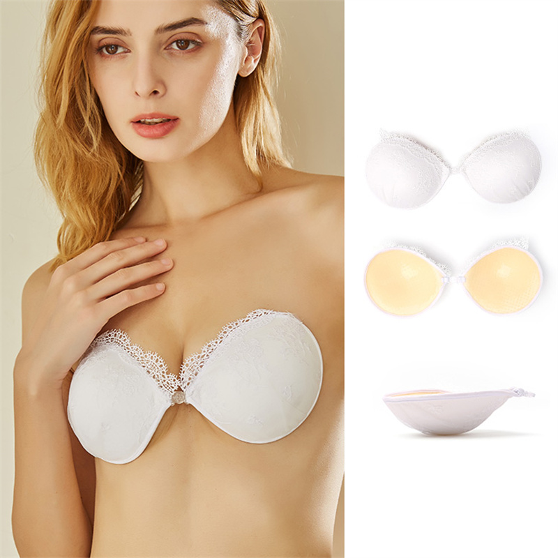 White Lace Charming Invisible Adhesive Bra For Wedding Party