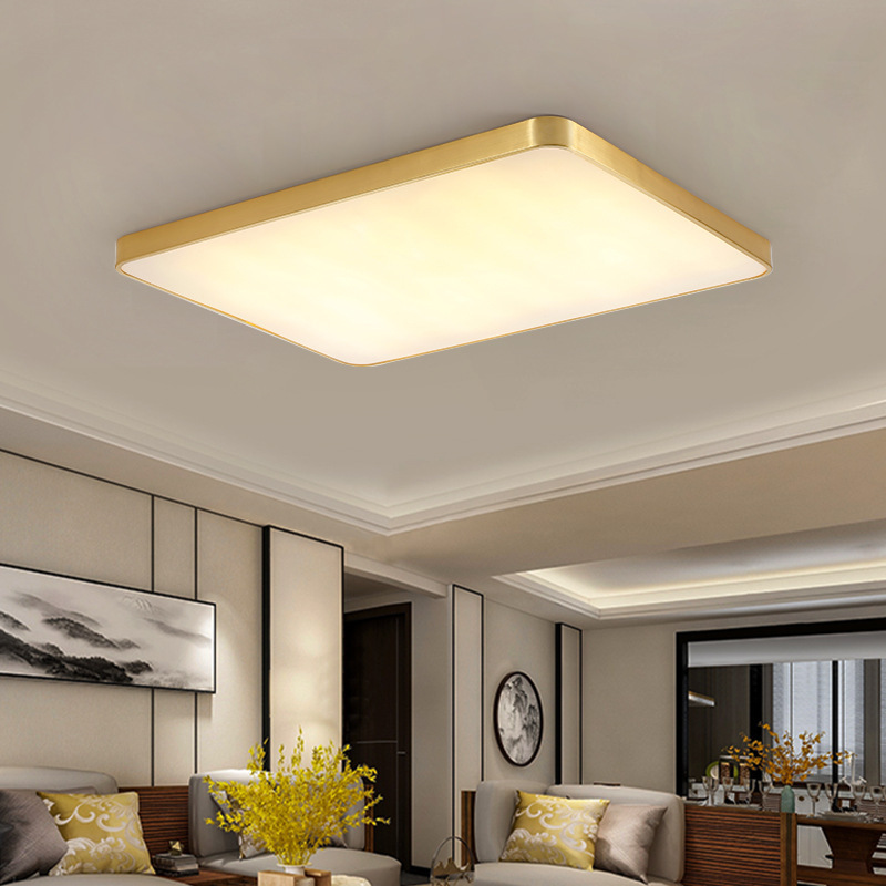  Rectangle Led Luxury Decorative Brass Ceiling Lamp