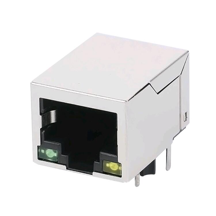 MTJ-88T Series Modular Jack Ganged 1 Port 8P10C Right Angle Shielded With LED & Transformer