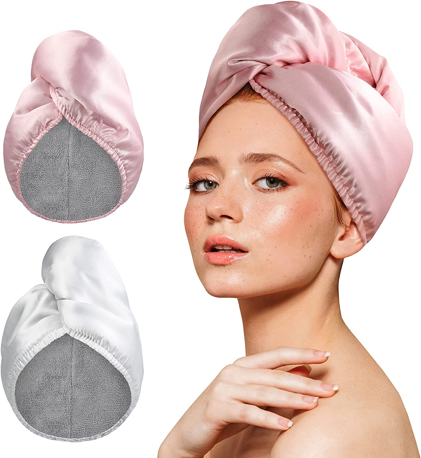 Microfiber Hair Towel Wrap Turban Drying Hair Twist Head Towels for Women Girls 
