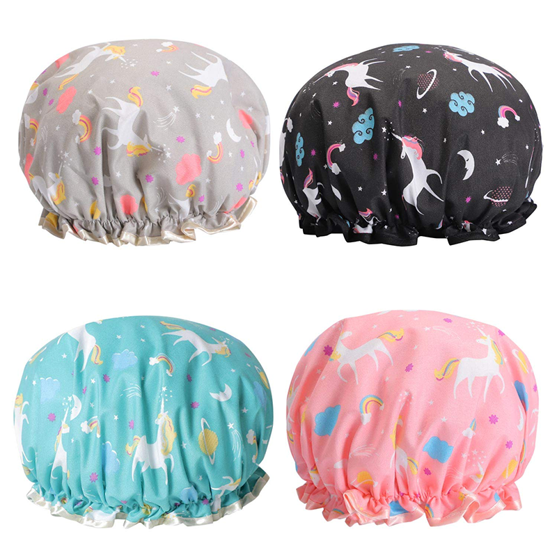 Unicorn Shower Caps Double Layers Bath Hat for Women