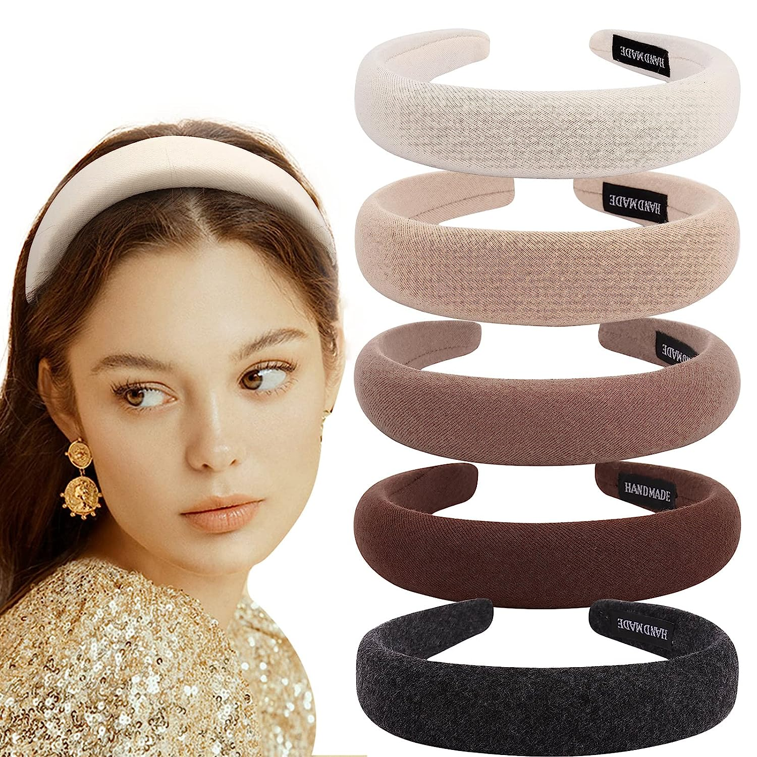  Fashion Headbands for Girls Women Padded Fabric Hair Bands 