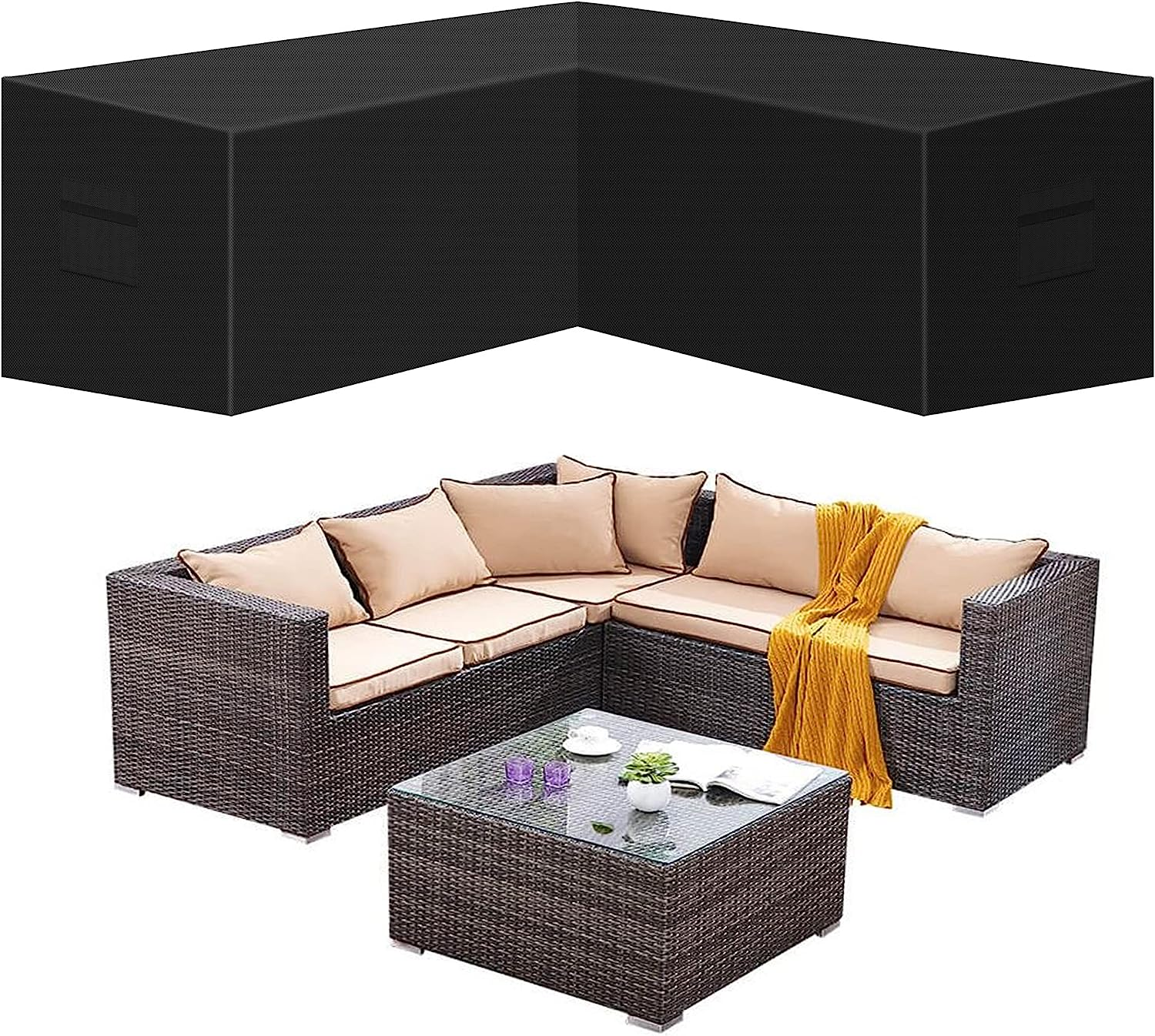 Outdoor V Shaped Sectional Sofa Cover Patio Sectional Furniture Set Covers 