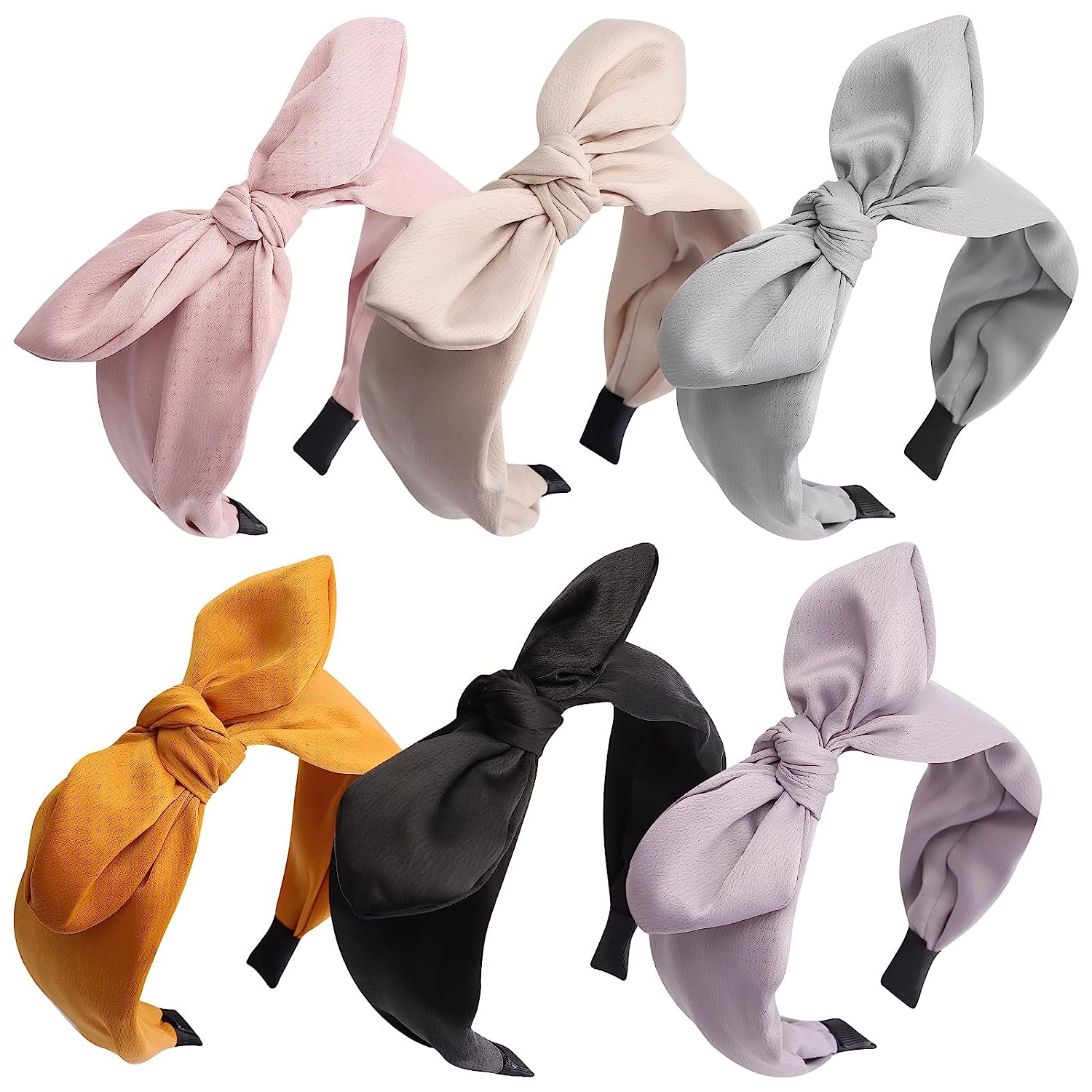 Knotted Bow Headbands for Women Fashion Wide Headband with Bow Bunny Ears 