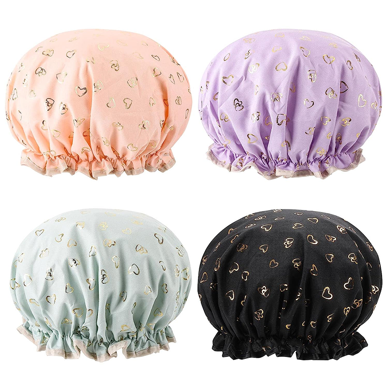 Bath Hat for Women to Cover Long and Thick Hair Double Layers Reusable Waterproof