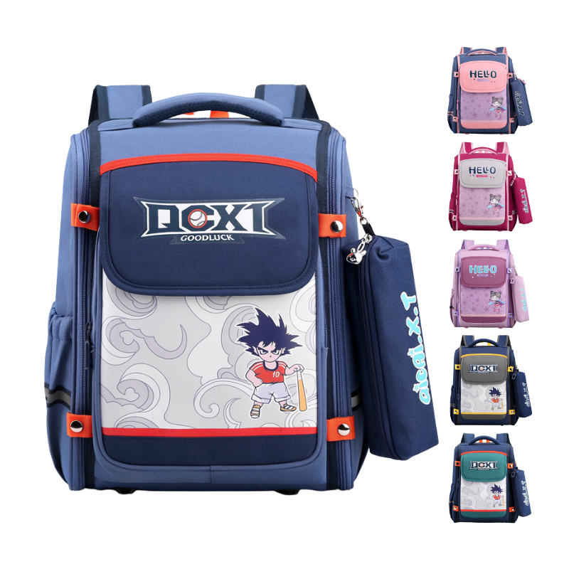 Boys and Girls Cartoon Backpack 3D Carrying System Ridge Protection Primary School Students Stationery Storage Bag