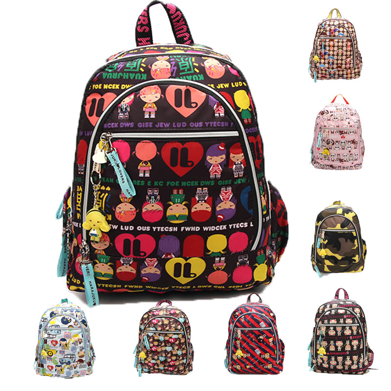 Printed Nylon Harajuku Doll Backpack College Style Men's and Women's Travel Bag ZSL131
