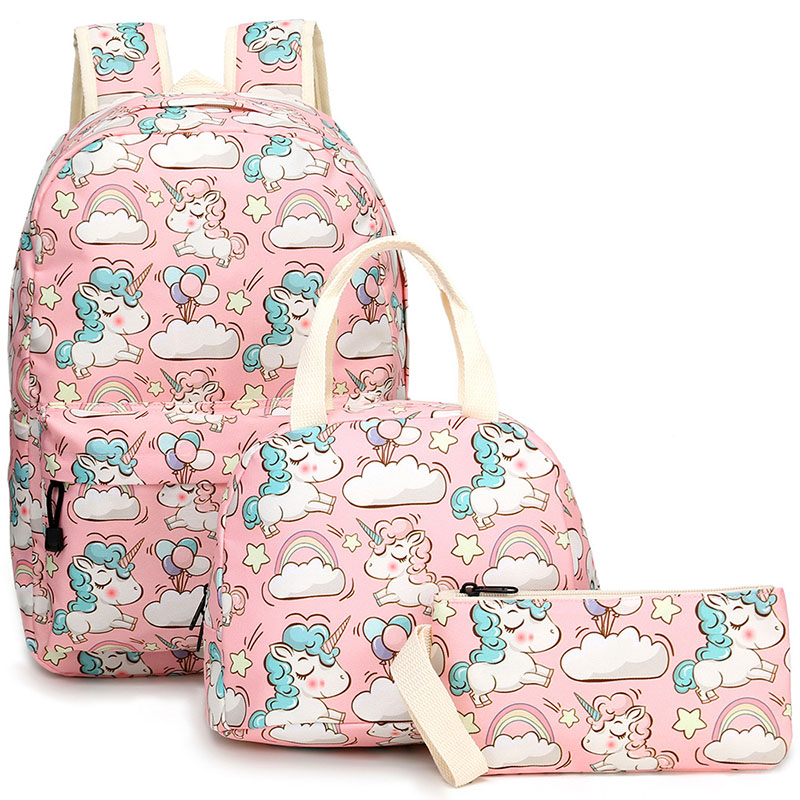 Unicorn Three-piece Set Children's Schoolbag Tote Bag Pencil Bag XY5701