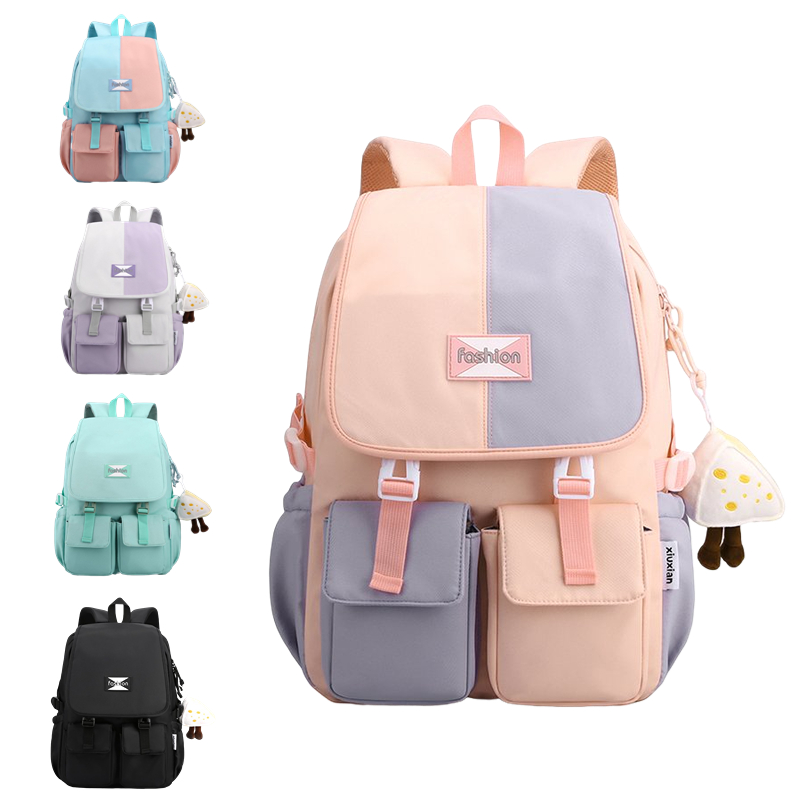 2023 New Student School Bag Large Capacity Fashion Contrast Color Boys and Girls Backpack