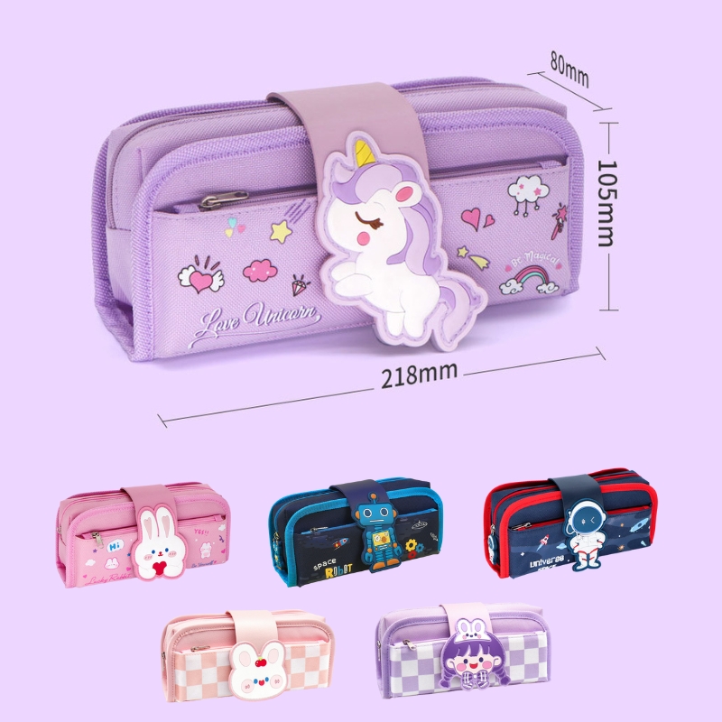 Cartoon Detachable Pen Bag Large Capacity Stationery Box Primary School Boys and Girls Canvas Stationery Bag