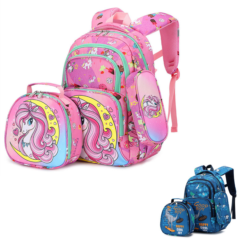 New Children's Schoolbag Dinosaur Unicorn Three-pieces Set XY6722
