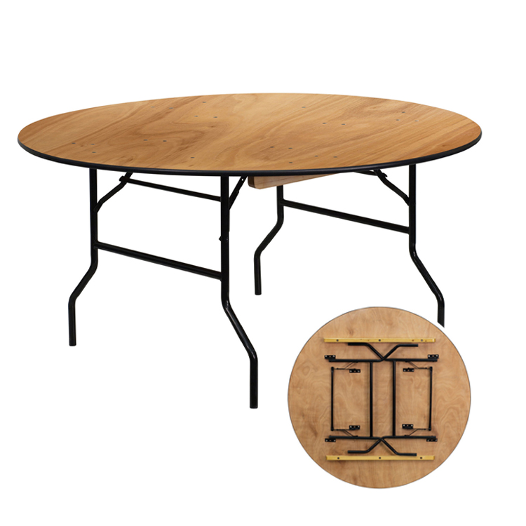 Factory Wholesale Outdoor Wedding Banquet Wooden Round Shape Folding Dining Table