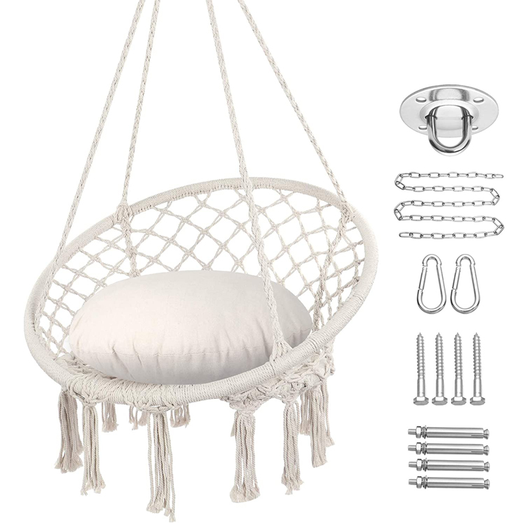 AJ Factory Wholesale Bedroom Ceiling Portable Rope Macrame Hanging Hammock Chair For Balcony