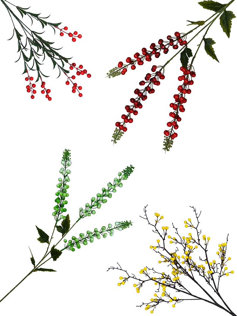 Long stems Christmas Berries Stems Artificial Berry Stems for Christmas Tree Ornaments Crafts Holiday and Home Decor-Foliage berry HA3017001