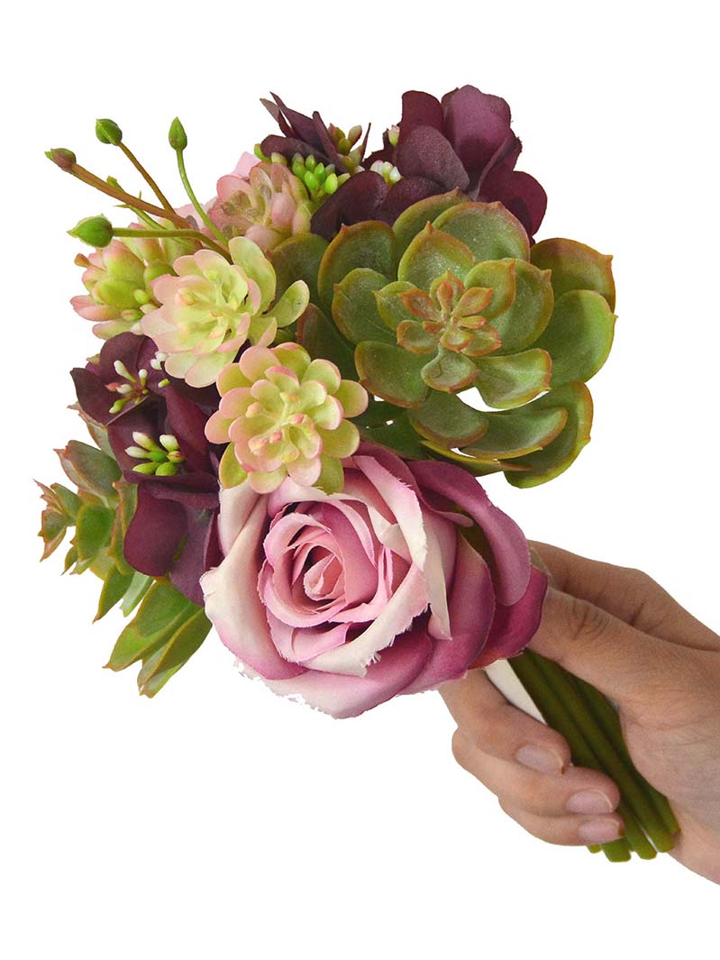 Wedding Bridal Bridesmaid Bouquet Wedding Holding Flower Artificial Peony Rose Green Succulent for Wedding Church Party Home Decor-LU3017032