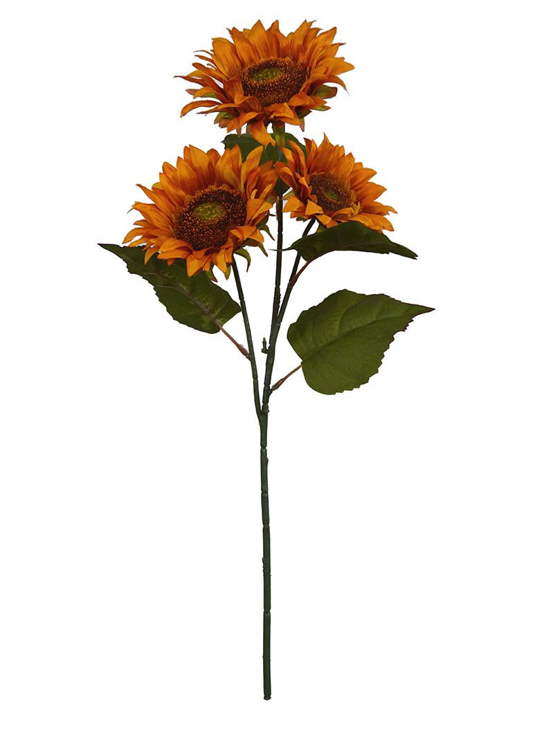 Colorful Artificial one branch sunflowers has three heads for wedding and artist decoration-sunflower spray-NA3017004