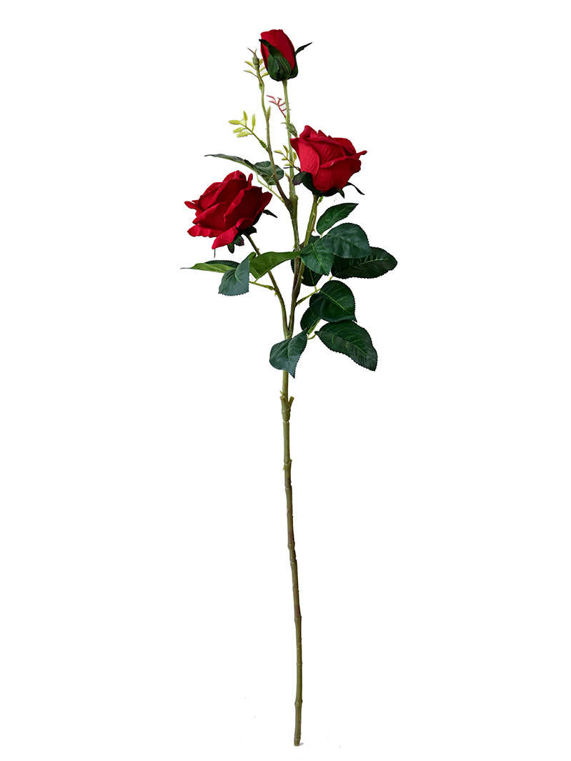 Three Heads Artificial roses long stem flowers for Home Hotel and Wedding Decoration-rose stem-rose stem-BA3017002