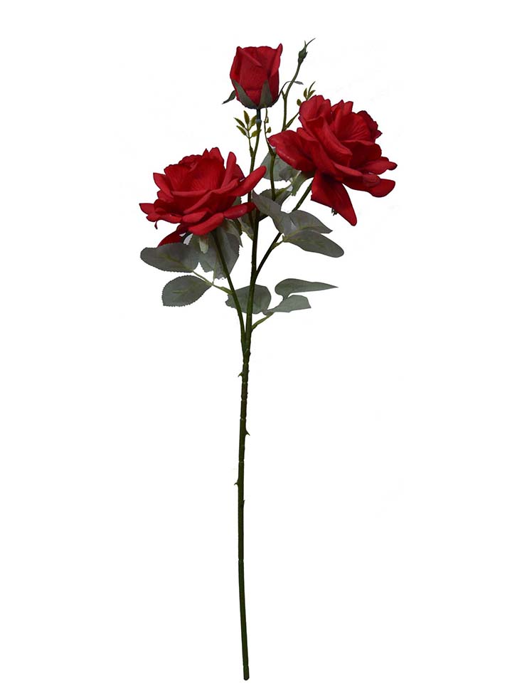  Artificial Flowers  Decorative rose Single Branch three heads-rose spray YA3017004