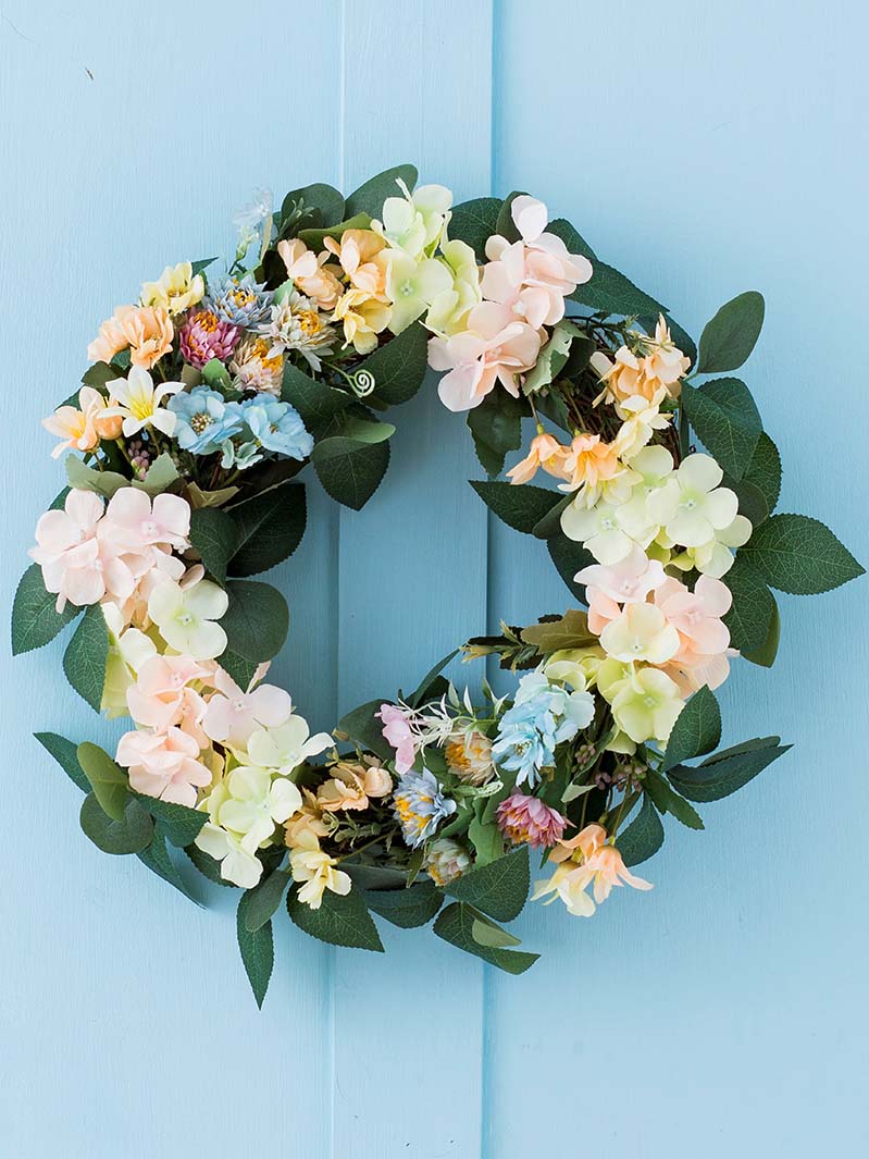 Summer Wreaths for Front Door, Colorful hydrangea Spring Door Wreath Summer Wreath, Spring Wreaths for Front Door Outside,  Handmade Spring & Summer Decorations for Home, Artificial Wreaths