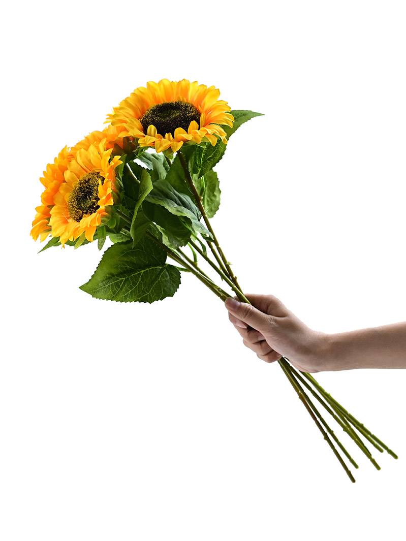 Yellow Fake Sunflowers Artificial Flowers, Faux Sunflowers with Stems for Home Wedding Wreath Floral Arrangement Decoration-sunflower stem ZA3017011