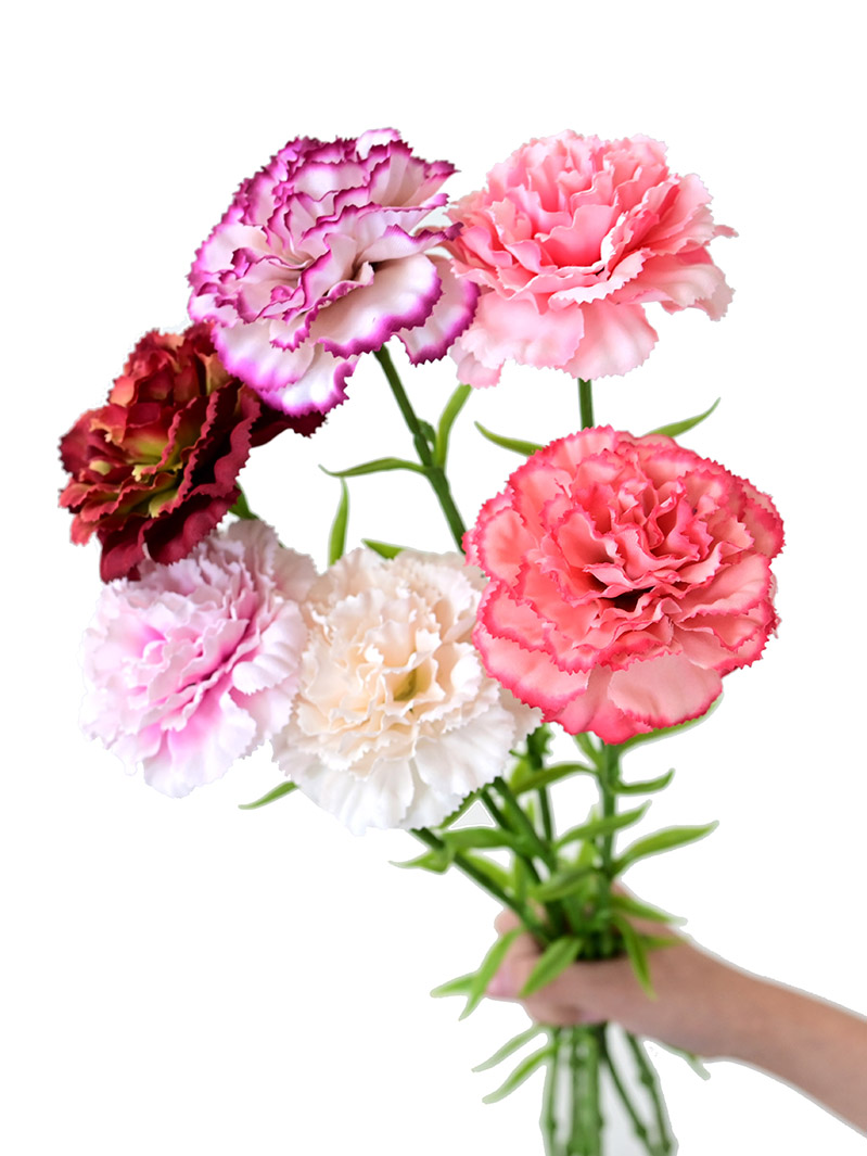 Artificial Silk Flower Carnations,Single Flower Head and Green Leaf for Home Decor Table Centerpieces Bridal Wedding Party Birthday Cake Ornaments
