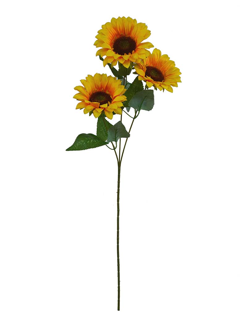 Colorful Artificial one branch sunflowers has three heads for wedding and artist decoration-sunflower spray-NA3017005