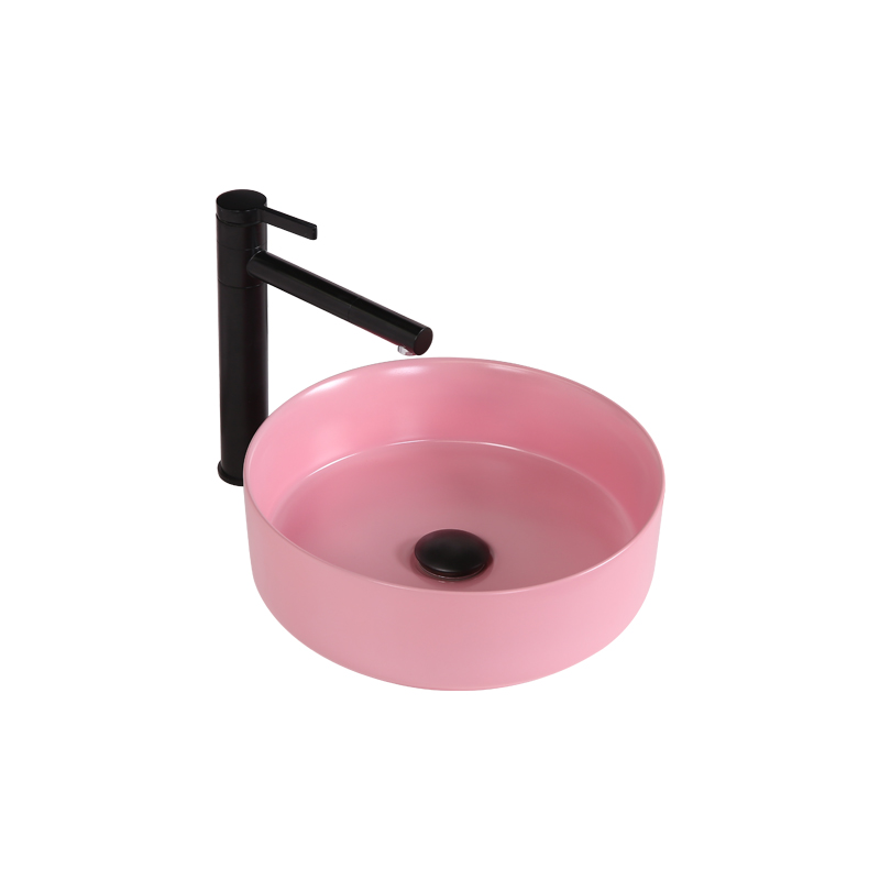 Waschbecken Bathroom Round Matte Pink Ceramic Art Countertop Wash Basin