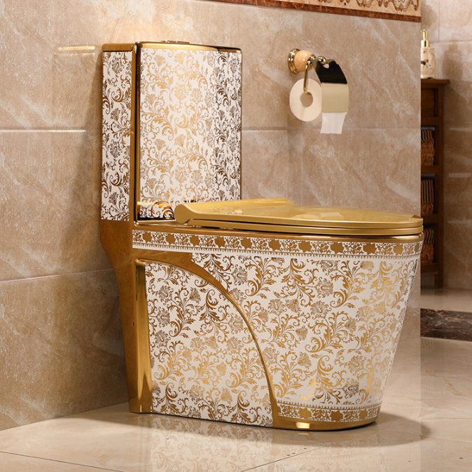 Royal PP cover glossy water closets customized gold bathroom one piece toilet ceramic