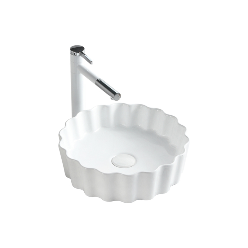 2021 Popular Lavabo Flower Shape Vanity Bathroom Countertop Vessel Sink Art Ceramic Basin