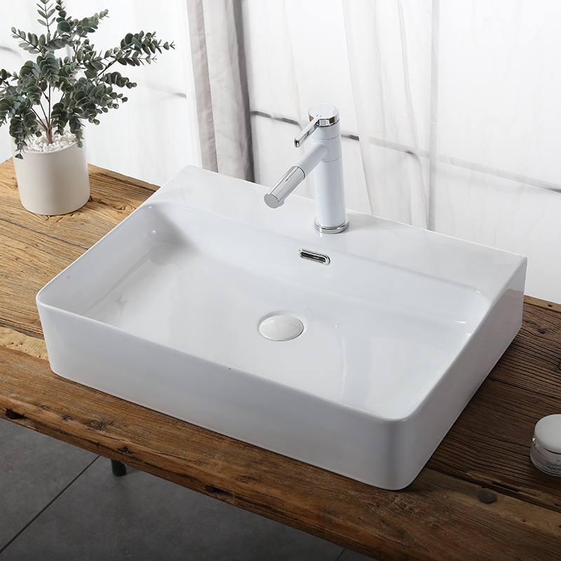 High Quality Table Top Wash Basin Sink Bathroom Rectangle Ceramic Countertop Sink Basin