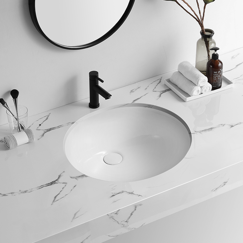 Oval Under Mounted Basin Bathroom Wash Basin Sink Ceramic Art Basin