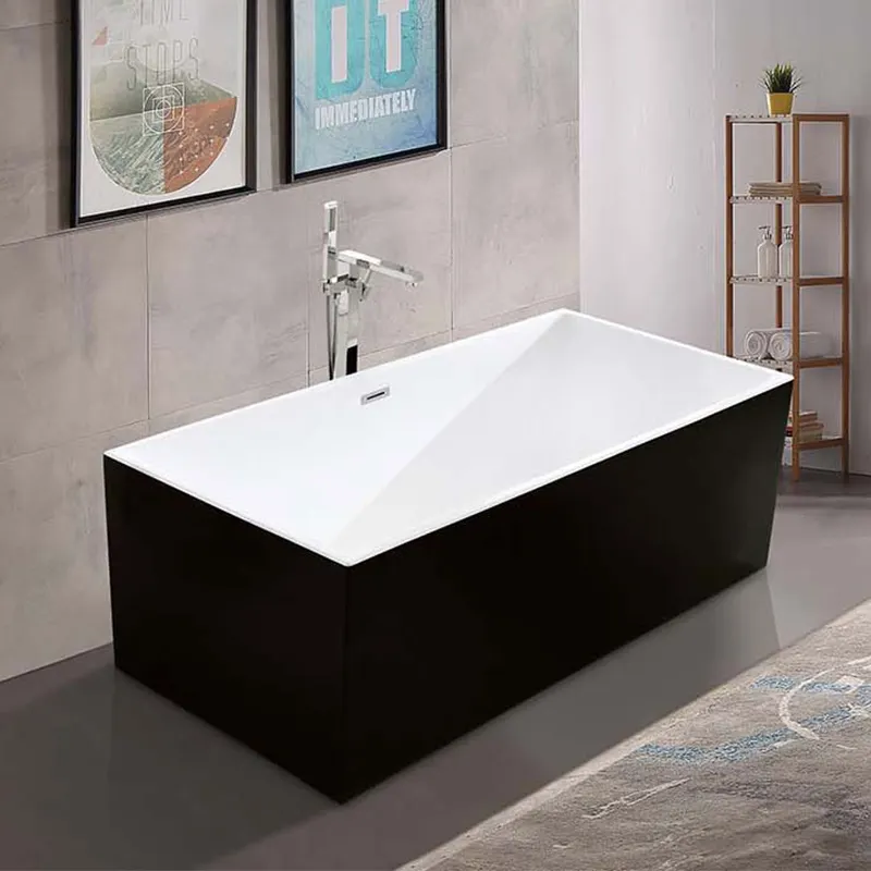 Rectangle White Black Freestanding Acrylic Square Bathtub
