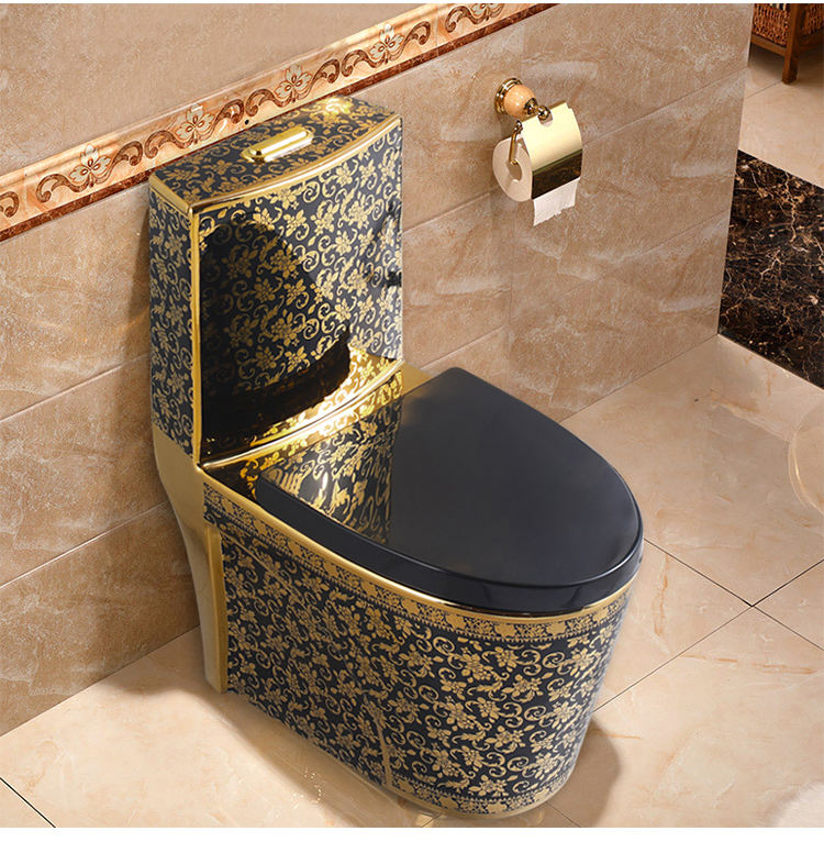 Black Gold Color Sanitarios Bathroom Ceramic Toilet Commode