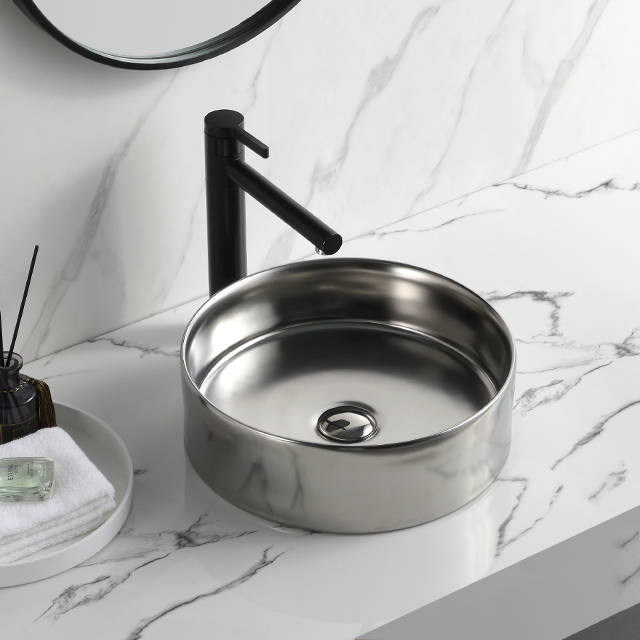 Lavabo Tondo Bagno In Matt Silver Round Basin Bathroom Ceramic Art Countertop Sink