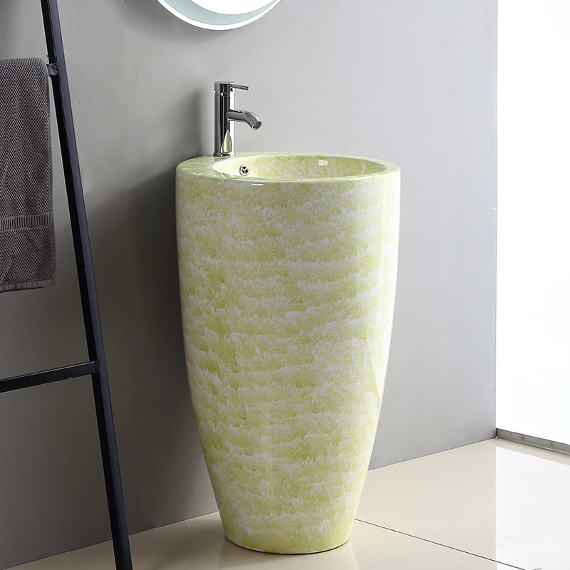 Marble patterned ceramic coloured Pedestal wash basin