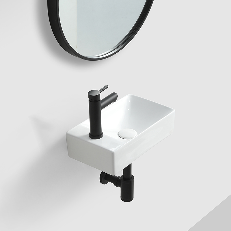 Noble Sanitary Ware Bathroom Ceramic Sinks Rectangle Small Wash Basin Wall Hung Sink