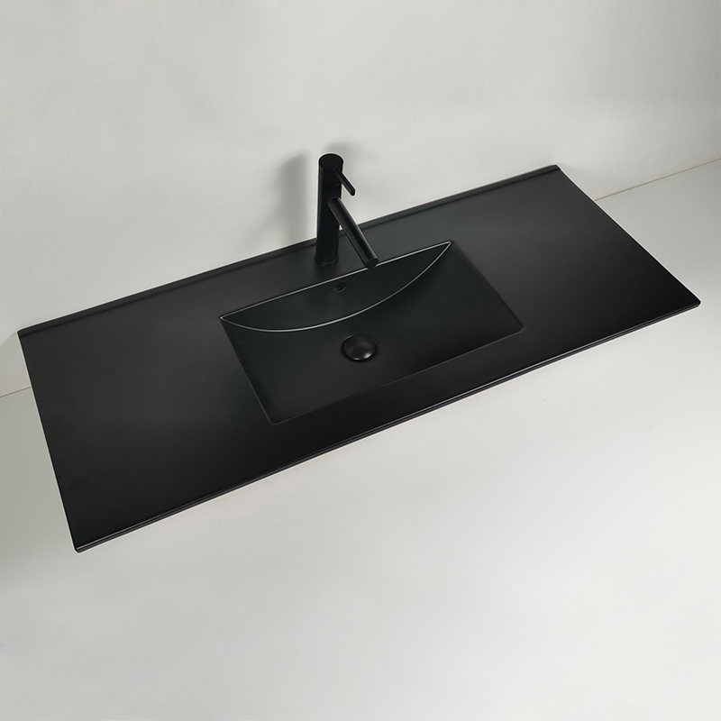 Thin Edge Matt Basin Stylish Ceramic Bathroom Cabinet Basin Waschbecken Keramik Table Top Black Vanity Sink