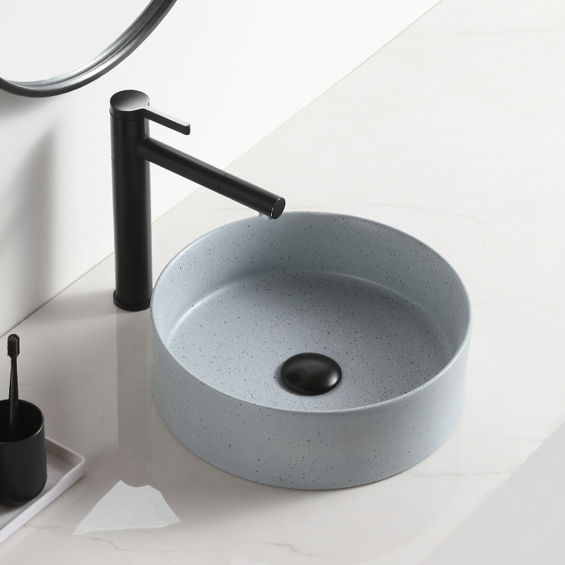 matte bule bathroom products vanity single sink vessel ceramic table top wash basin