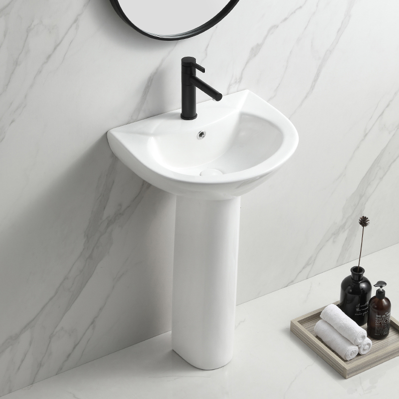Marble Design Round Pedestal Sink Ceramic Modern Fancy Wash Basin Vasque Hotel Colonne Freestanding Sink