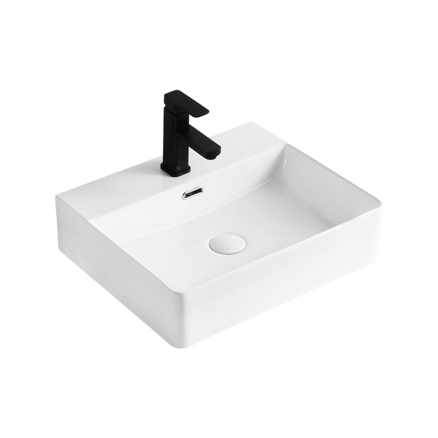 Hot Popular Lavabo Moderne Rectangle Wash Basin Sink Bathroom White Ceramic Countertop Basin Sink