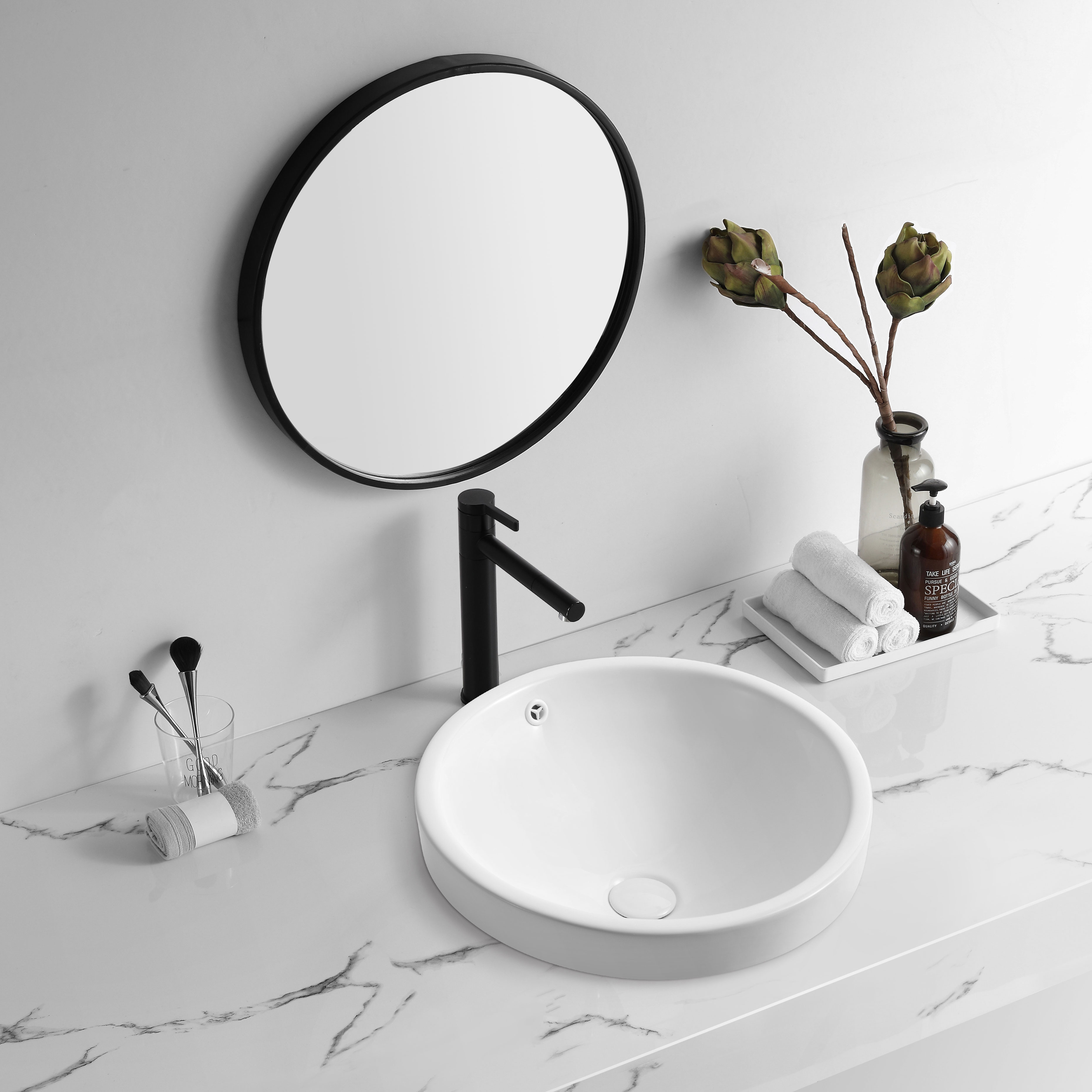 Bathroom Ceramic Round Shape Above Counter Basin