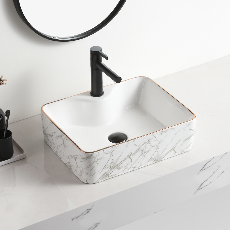 New design ceramic hand basinvessel sink bowl marble washtub on counter