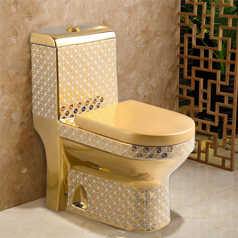 Porcelain one piece Sanitary Wares Bathroom Luxury Gold Toilet Bowl