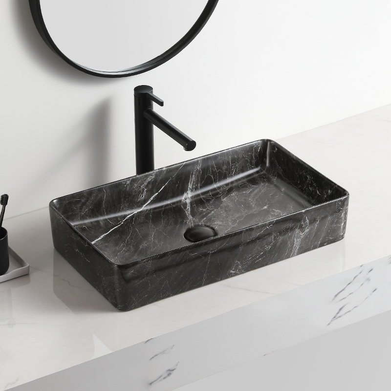 High Quality rectangular Designer Wash Art Lavabo Black Sink Wash Basins